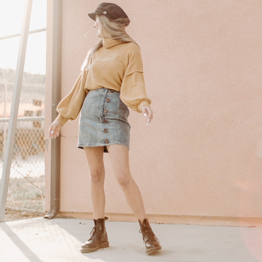 Wishlist Mini Denim Skirt With Button Detail - Picture 2 of 6